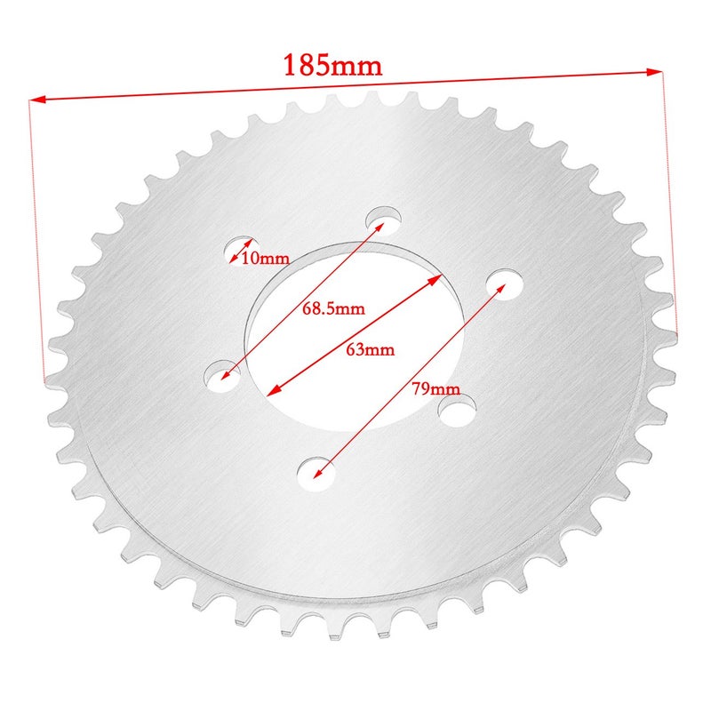 sthus CNC 44T Sprocket With 1.5" Adapter Fits 60cc 66cc 80cc Motorized Bicycle (Red) - Image 2